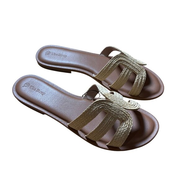 The Drop Women's Monika Flat H-Band Slide Sandal Natural Raffia Size 13 New - Picture 5 of 11